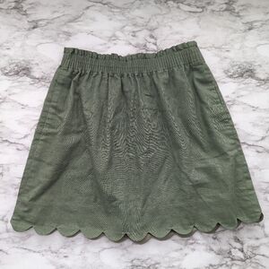 J. Crew Olive Green Linen Mini Skirt size 6 with Pockets